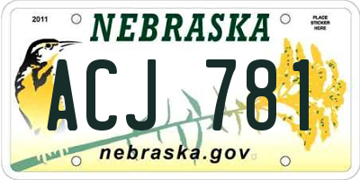NE license plate ACJ781