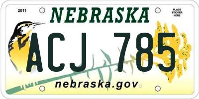 NE license plate ACJ785
