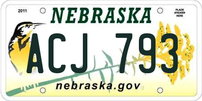 NE license plate ACJ793