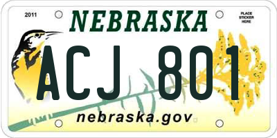 NE license plate ACJ801