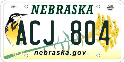 NE license plate ACJ804