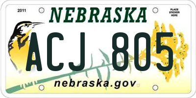 NE license plate ACJ805