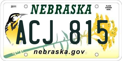 NE license plate ACJ815