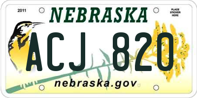 NE license plate ACJ820