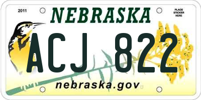 NE license plate ACJ822