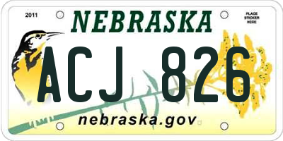 NE license plate ACJ826