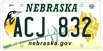 NE license plate ACJ832