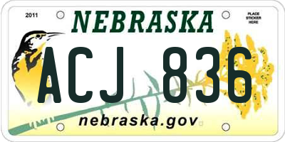 NE license plate ACJ836