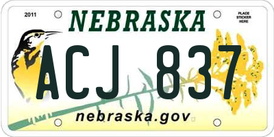 NE license plate ACJ837