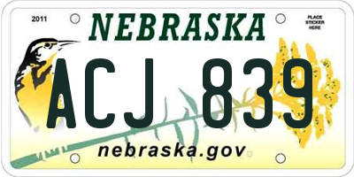 NE license plate ACJ839