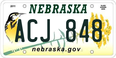 NE license plate ACJ848