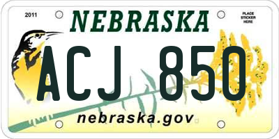 NE license plate ACJ850