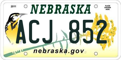 NE license plate ACJ852