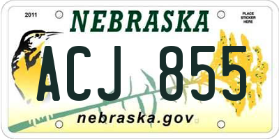 NE license plate ACJ855