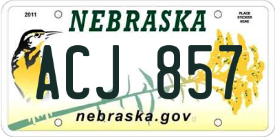 NE license plate ACJ857