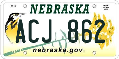 NE license plate ACJ862