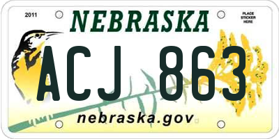 NE license plate ACJ863