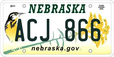 NE license plate ACJ866