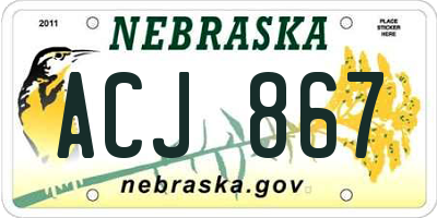 NE license plate ACJ867