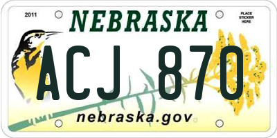 NE license plate ACJ870