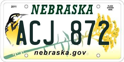 NE license plate ACJ872