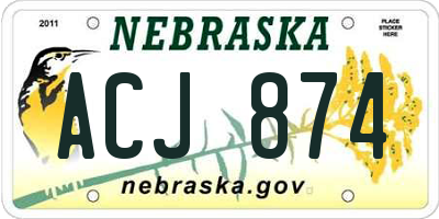 NE license plate ACJ874