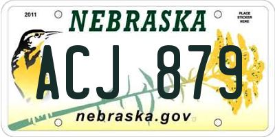 NE license plate ACJ879