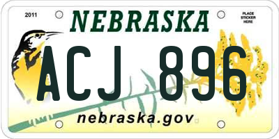 NE license plate ACJ896