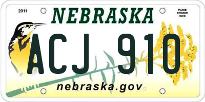 NE license plate ACJ910