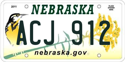 NE license plate ACJ912