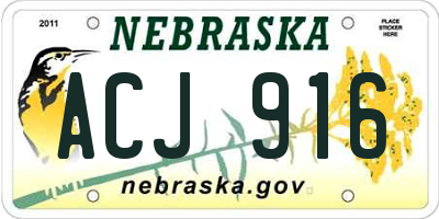 NE license plate ACJ916