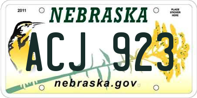 NE license plate ACJ923