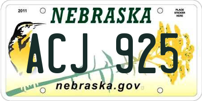 NE license plate ACJ925