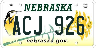 NE license plate ACJ926