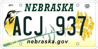 NE license plate ACJ937