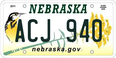 NE license plate ACJ940