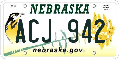 NE license plate ACJ942