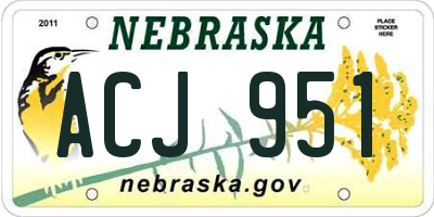 NE license plate ACJ951