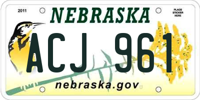 NE license plate ACJ961