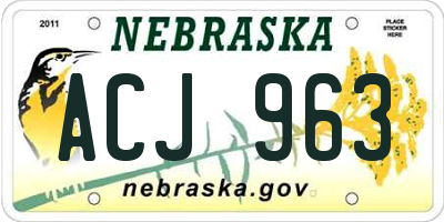 NE license plate ACJ963