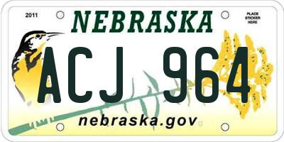 NE license plate ACJ964