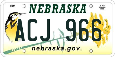 NE license plate ACJ966