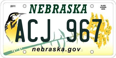 NE license plate ACJ967