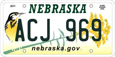 NE license plate ACJ969