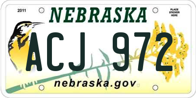 NE license plate ACJ972