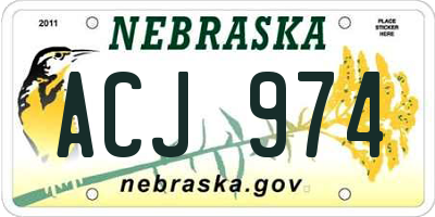 NE license plate ACJ974