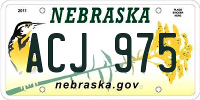 NE license plate ACJ975