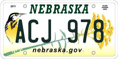 NE license plate ACJ978