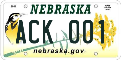 NE license plate ACK001