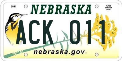 NE license plate ACK011